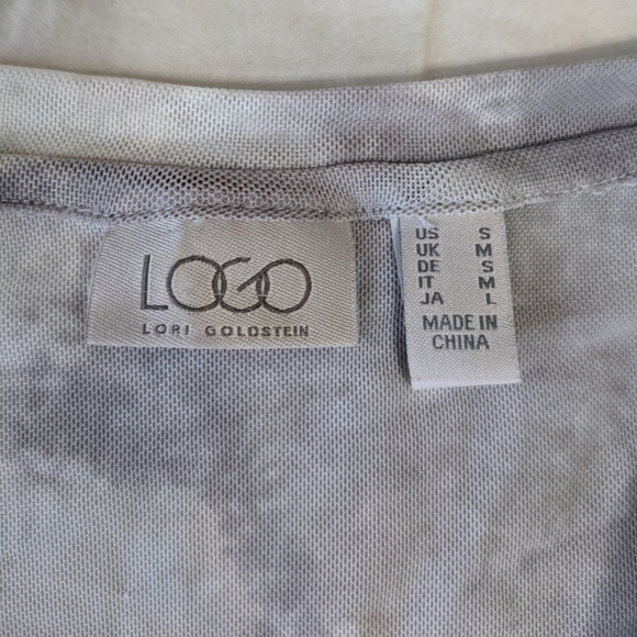 LOGO by Lori Goldstein Long Sleeve Button Down Shirt Semi Sheer Tie Dy - Picture 6 of 7